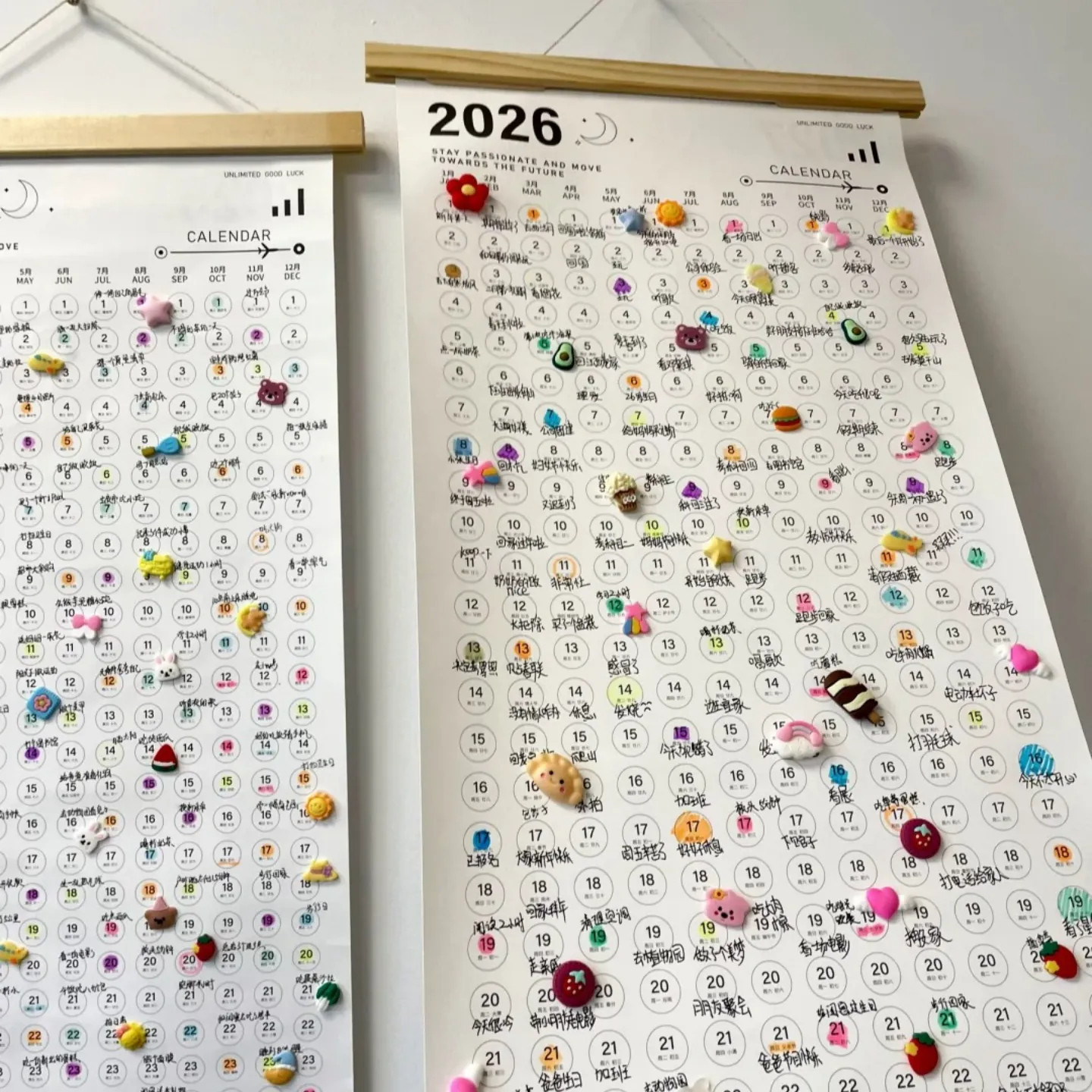 2026-27年挂历新款日历日程计划表全年一张纸家用挂墙打卡记事本