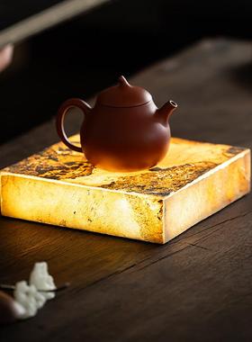 创意光茶壶垫干泡亚力茶室茶台原贴氛围灯方NGN克形小壶承盘冠品