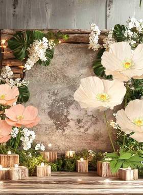 仿真VRU花景布置虞美人仿落真花香网红背场景美陈打布置橱卡窗婚