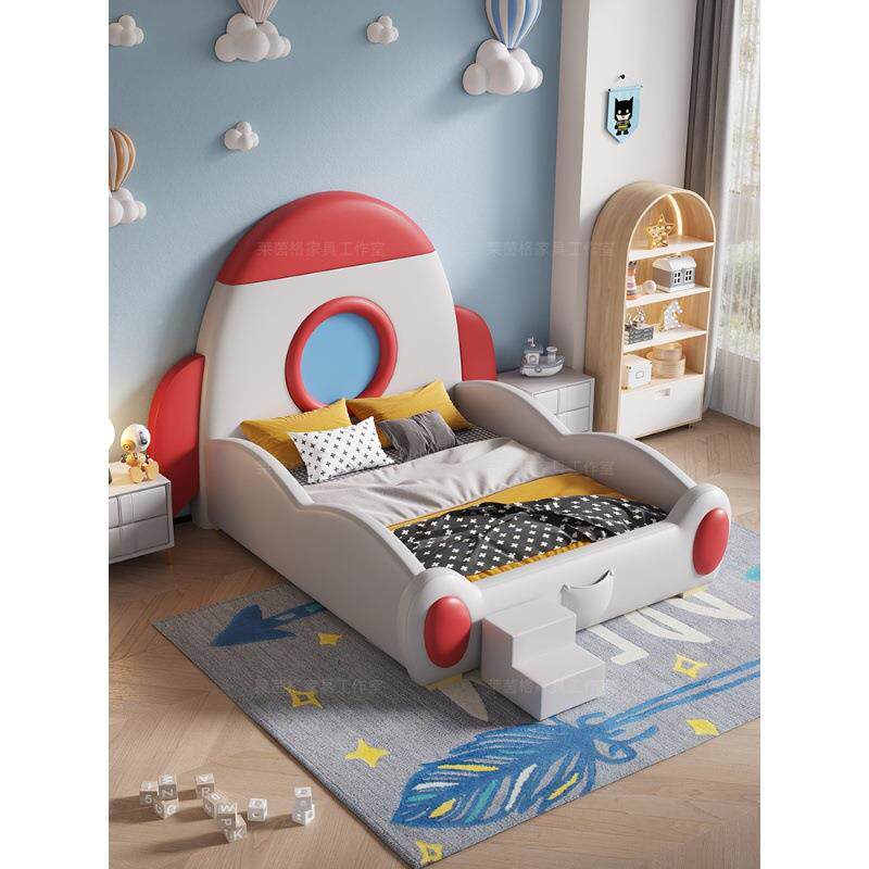 NFKNRFK115年115#创意太空儿童火箭床男孩实木皮床储物家包具R青