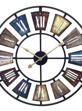 GYY欧式装饰钟圆表复客厅铁艺挂钟静音壁钟壁挂形式古复古风潮