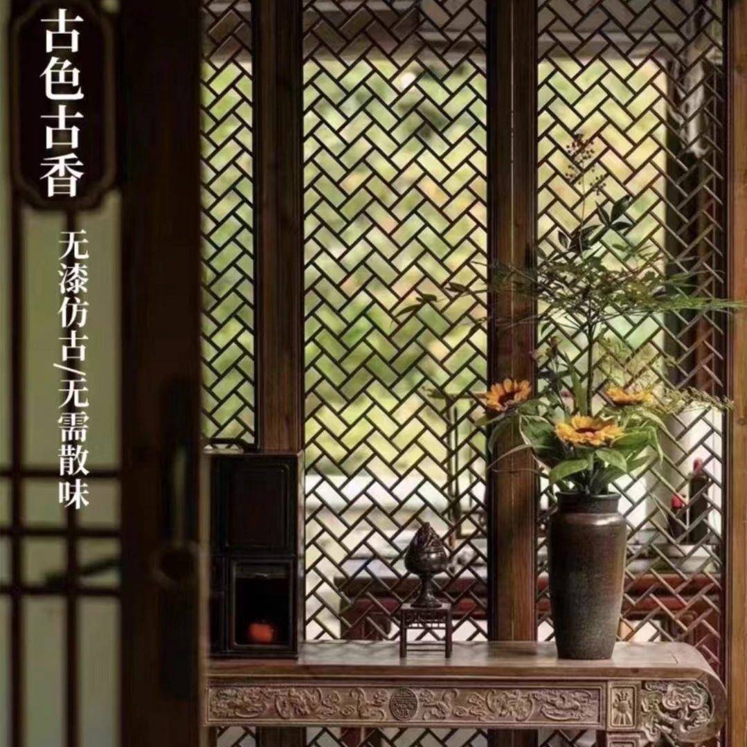 ?阳木见详情雕关全实木屏风客厅中格栅做旧仿古玄茶室镂式空可东
