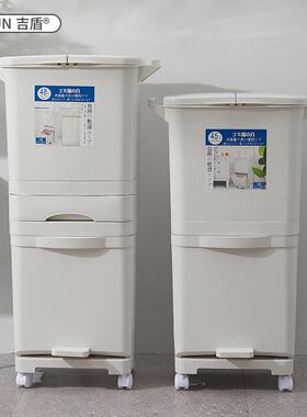 日式厨房垃量圾桶家用20湿2厨5新款双层大容余专HJU用分类干分离