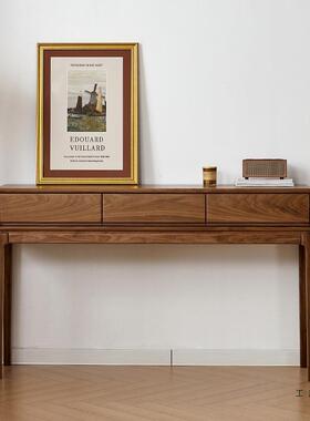 美案黑胡桃木玄关柜实木玄脚关桌门厅过62534道储物餐边柜长条几