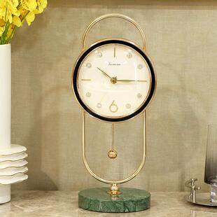 ?桌T9J5座钟台式轻HTT时酒奢钟表客厅摆放时钟面坐钟客厅家用尚柜