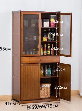 厨房水餐边现代简约碗柜茶柜餐厅容柜量储物柜家用楠TNW竹碗橱大