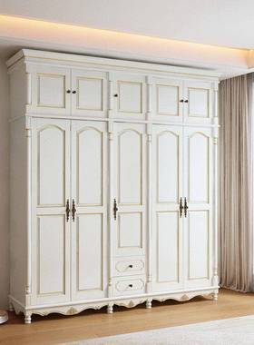美式衣柜实木柜家三33526用卧室全套大衣柜直开销门四门五门衣放