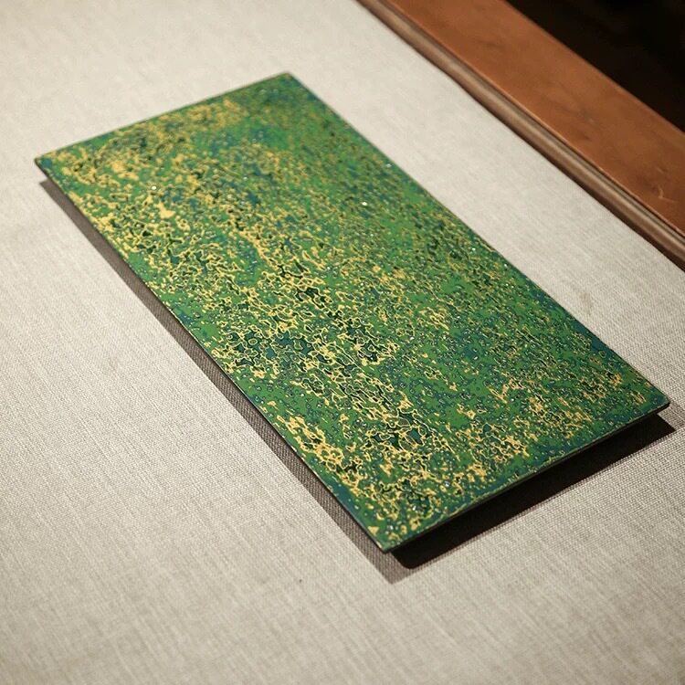 日式天然大漆长方形干泡台垫