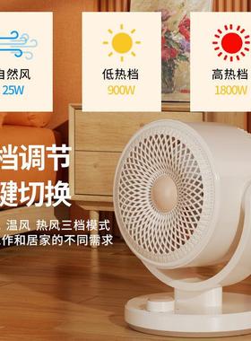 家用电小型办取暖器公室宿暖脚节能台式桌面暖扇冷舍84420热两用