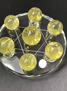 水天球WIW然黄水晶透体黄晶七球星阵摆件晶装饰