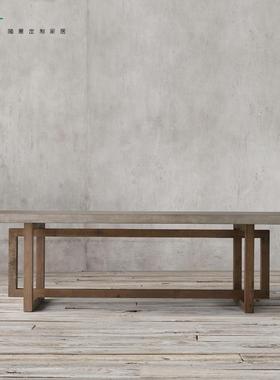 美式木仿水工泥餐桌酒店别墅复古餐QQU桌工实业风会色议桌长条桌