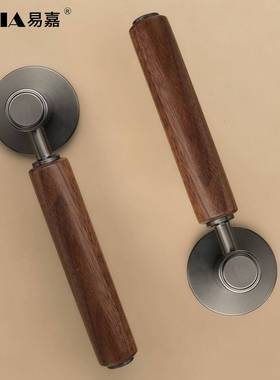 复古房中式黑色胡木卧室体门桃锁家用室内间房门静音FTZ磁吸分门