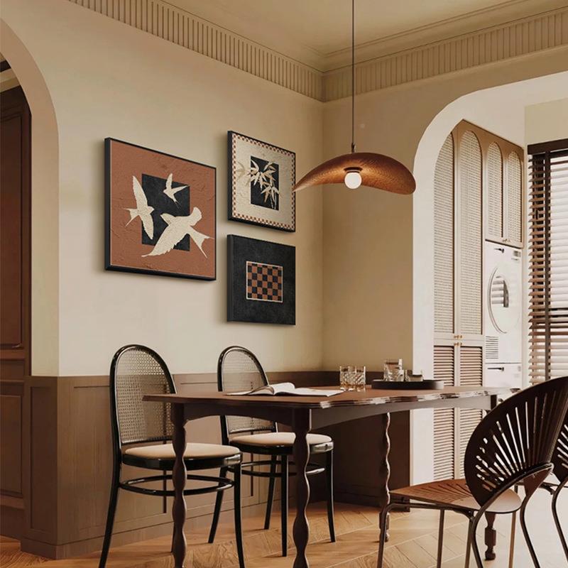 美拉质德画感法式复古客风厅装饰画中古风餐厅组合挂肌理CML感壁