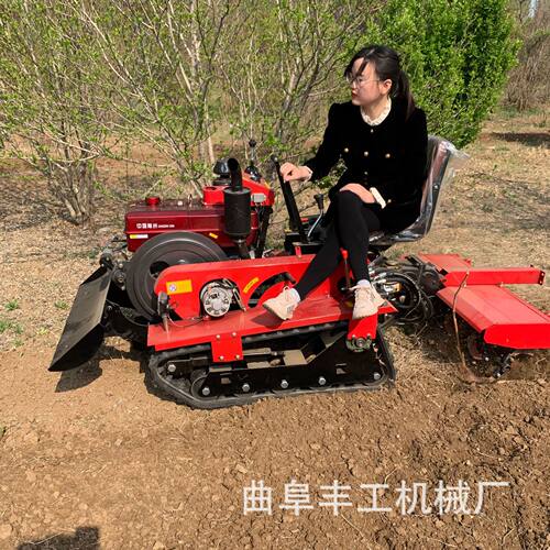 乘坐式履带微耕机水田小型四驱大棚田地播种起隆机农用履带耕作机