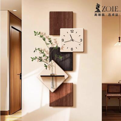 水培绿植入户玄ZA0510关装饰画中风表走廊过道古挂画立体钟砂岩挂