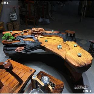 茶台实木树头茶几整天然梨根雕花木体原木树麦根茶417桌功夫太保