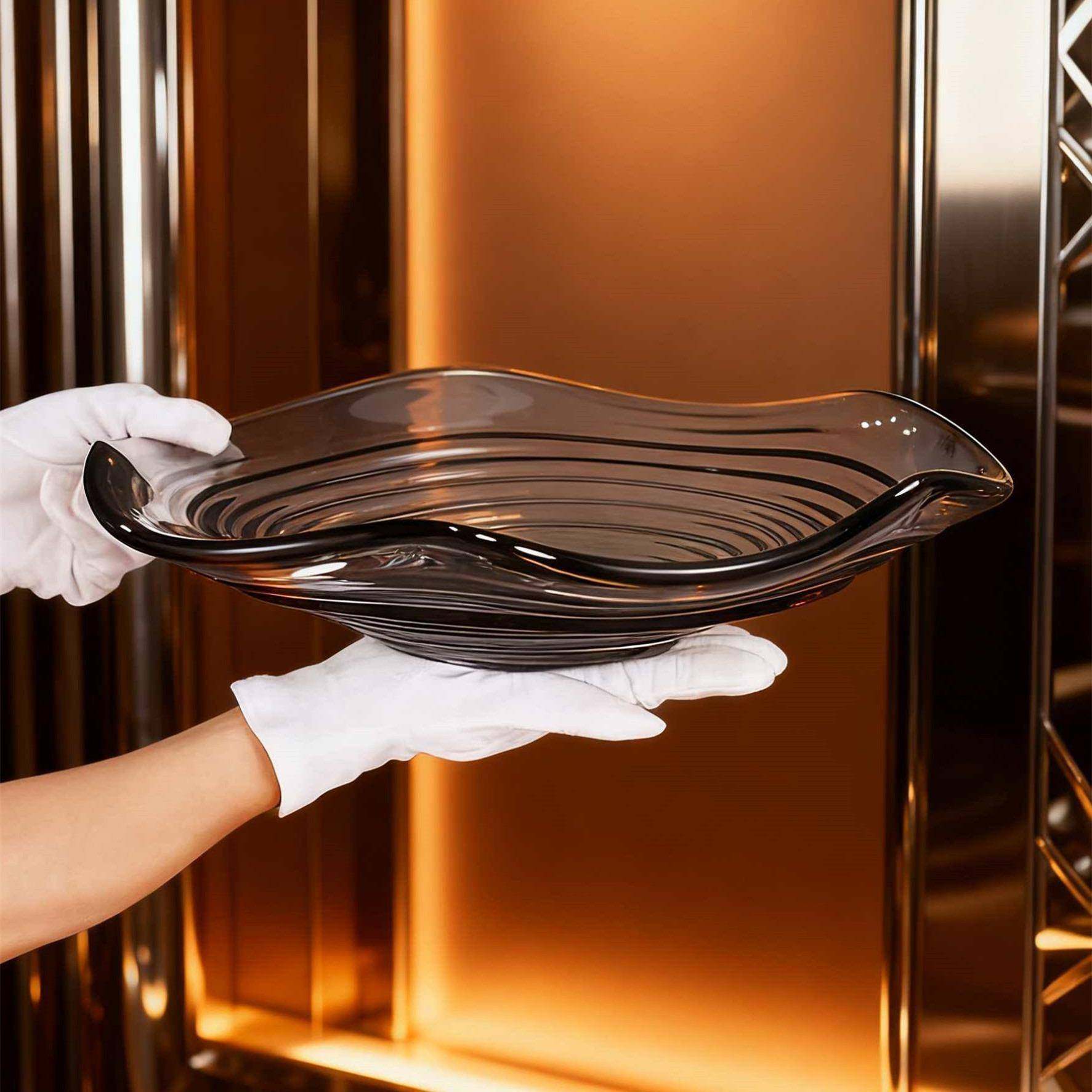 高颜值璃果盘家用轻奢茶玻几客厅盘子网盘红款璃EEZ琉水果果篮kt