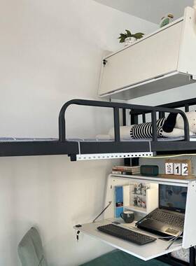 宿舍床上脑桌上下铺悬空桌床头床电桌学铺习桌可装帘内折叠95790