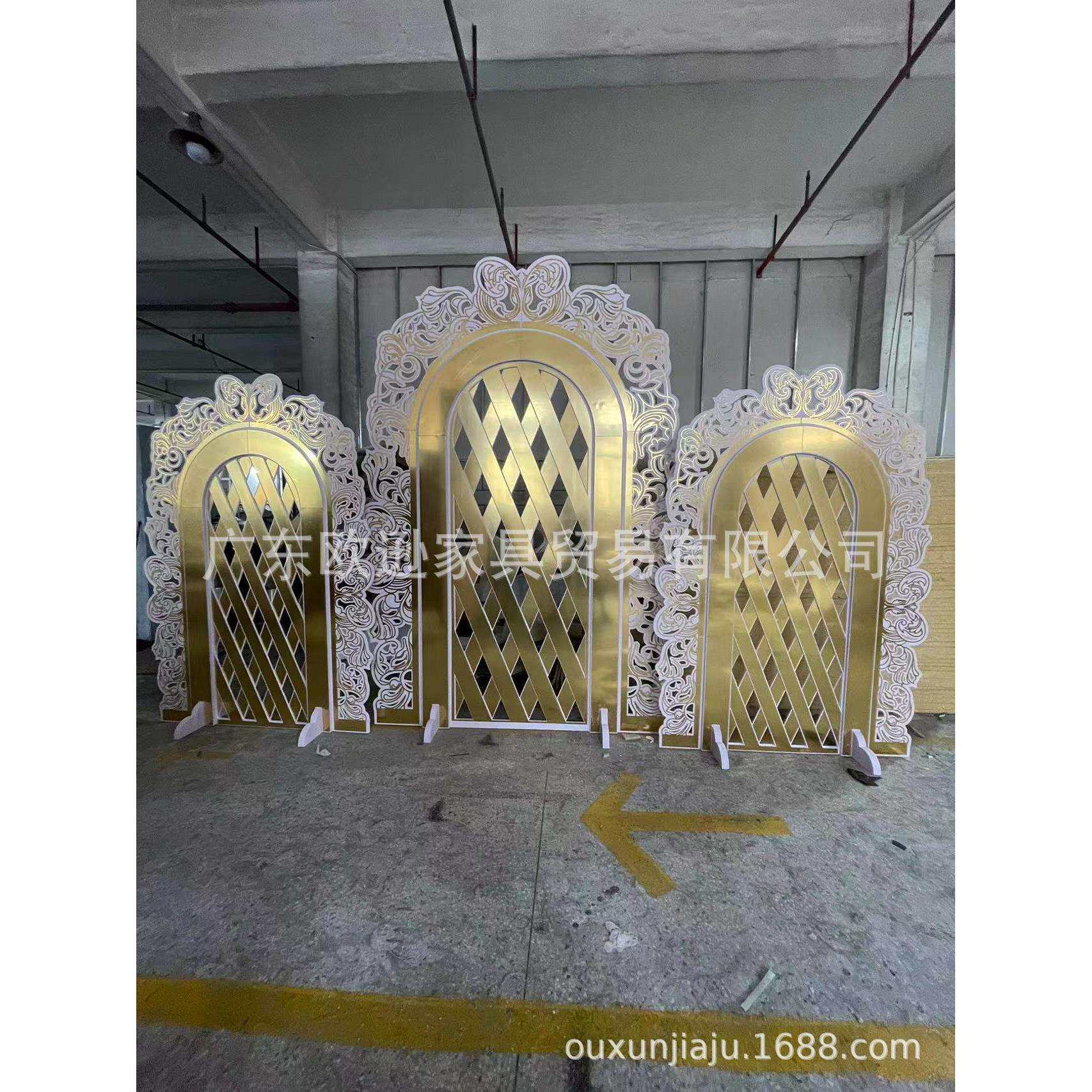 印度风格PVC贴亚克力镜面金色婚庆背景墙宴会背景
