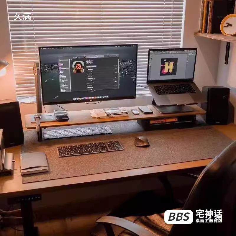 木黑胡桃架电显示器液笔记本垫脑高架办公室桌子面thfgy%lo收纳加