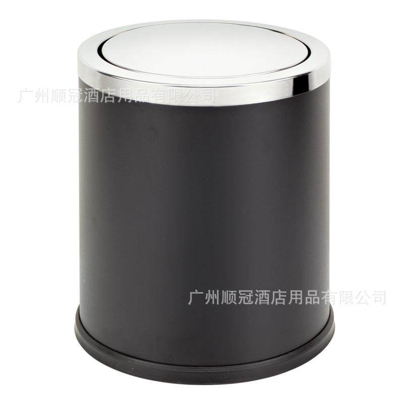 圆形翻盖GPX-205垃锈圾桶不钢摇间盖房酒桶店客房家用烤漆收纳桶