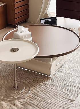 法式奶油古茶几小户型新亚克力圆形复现代家用厅客简约组89826合