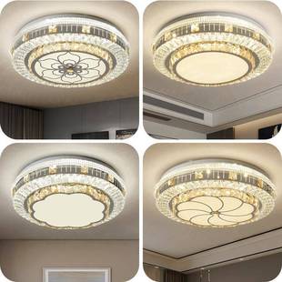 卧室灯灯202新款 led圆形吸顶灯家用简约现代晶房间5富贵花客厅水
