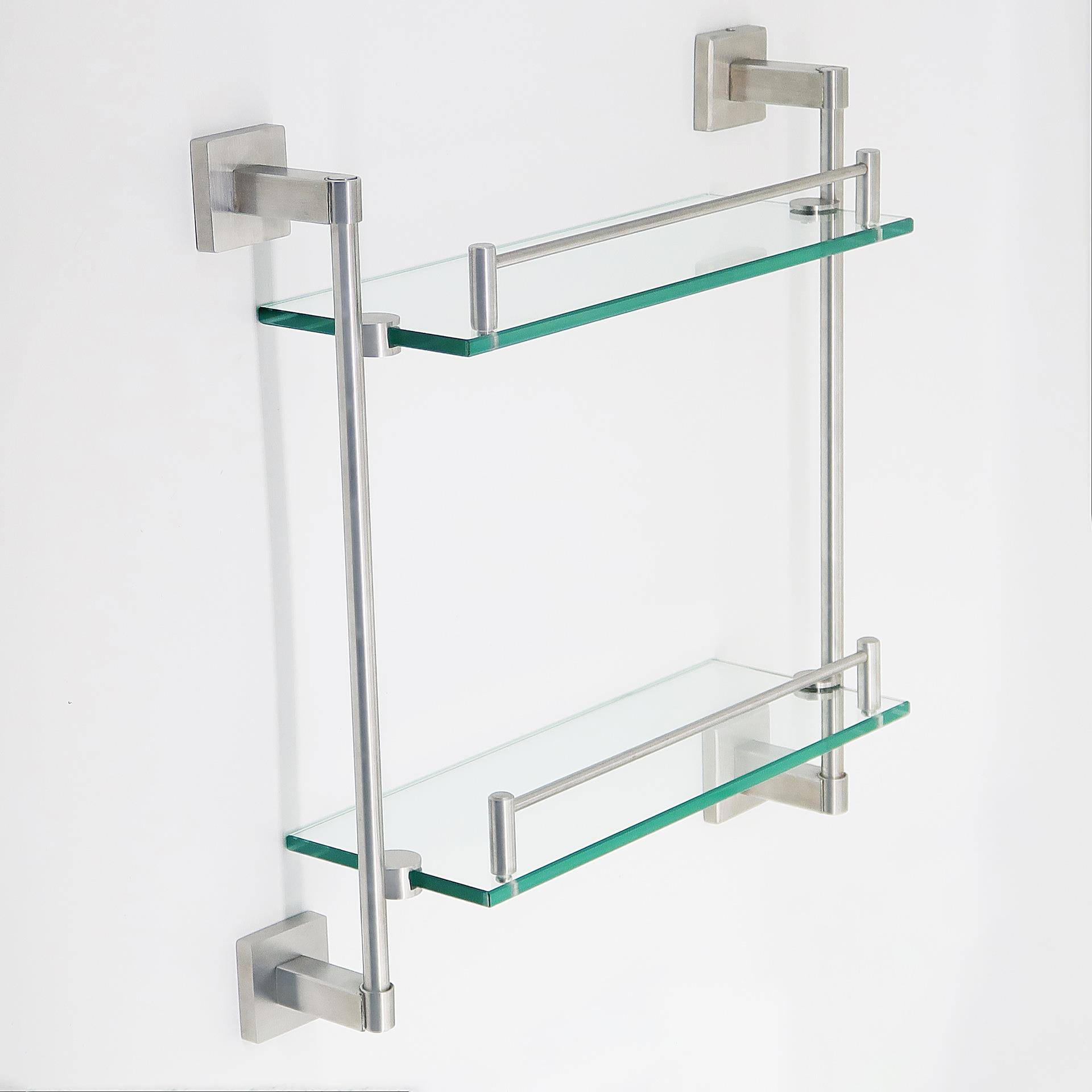 玻浴室璃置物架304不锈钢生间收纳单双层壁挂式托架A6卫014热A-60
