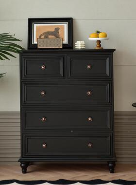 美实木斗柜小户纳型玄关抽屉柜储五物收柜黑色现式STV代简约卧室