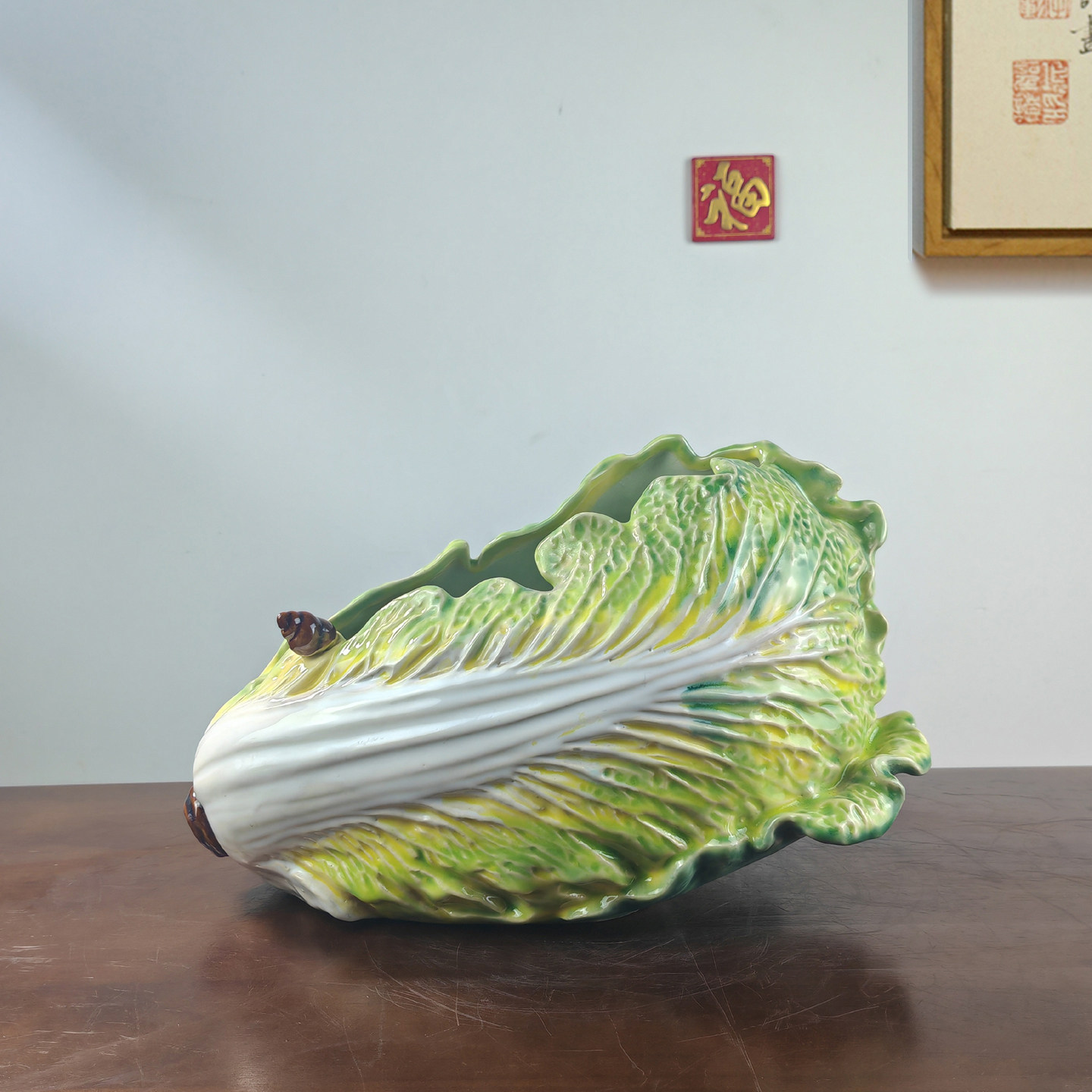 石湾花盆花瓶陶瓷摆件手工生菜生财祝福新居开业送礼工艺品创意