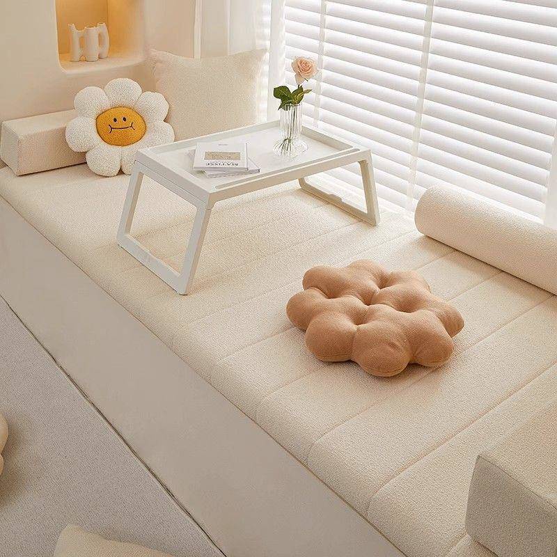 泰迪eNk2SKCB绒油飘窗通垫窗可台垫四季用轻奢奶风坐垫拆洗阳台垫