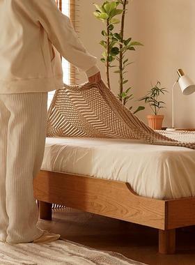 日式全实木床樱桃木现代原约ECD小型悬浮无床头床榻榻户简米床木