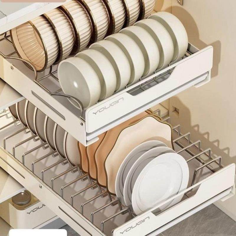 碟厨房碗物碟收纳架884569抽拉式碗架抽屉式碗盘沥子收纳置架盘子