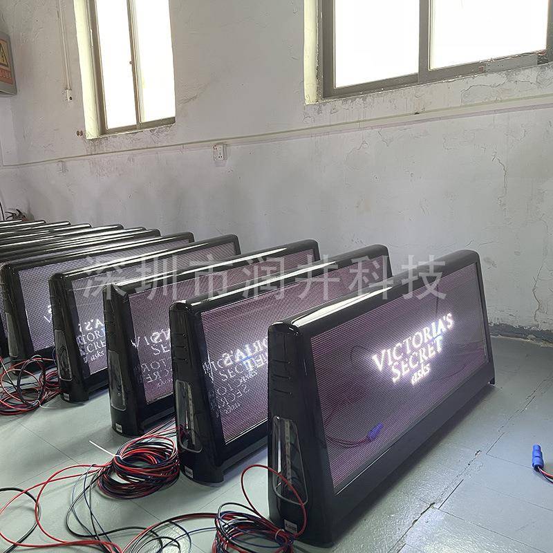 P4车顶面L全彩示ED显示屏P4出租车顶灯led双屏车载led显广告屏