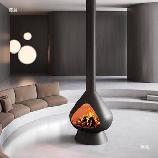 927悬挂式 饰 炉真火燃柴别墅民暖宿客厅木室壁内取壁炉艺术装