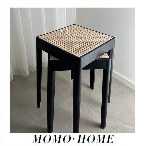 简约仿CC1K2304编藤可叠放凳子用家用成人板桌凳餐椅子备方凳