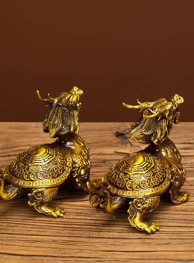 铜龙龟摆件艺龙头龟赑屃霸办式下神37723779兽中家用客厅公室装饰