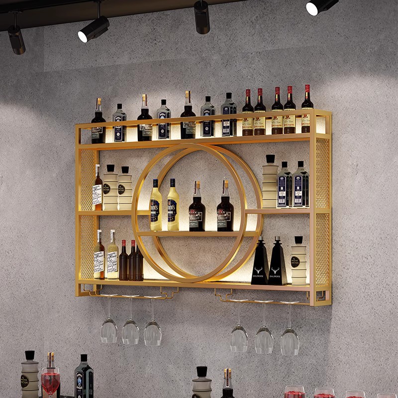九梦吧台酒架铁艺壁挂式酒柜置物架子红酒展示架客厅酒吧餐厅装饰