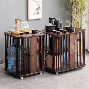 移动茶水柜茶台茶桌边柜置物架客厅实木办公室水桶烧水一体茶柜子
