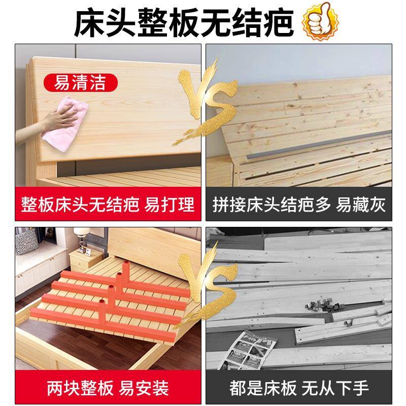 人实木床现KNM代简1.5米双人床主卧家用经济型出租房2松木1.单约