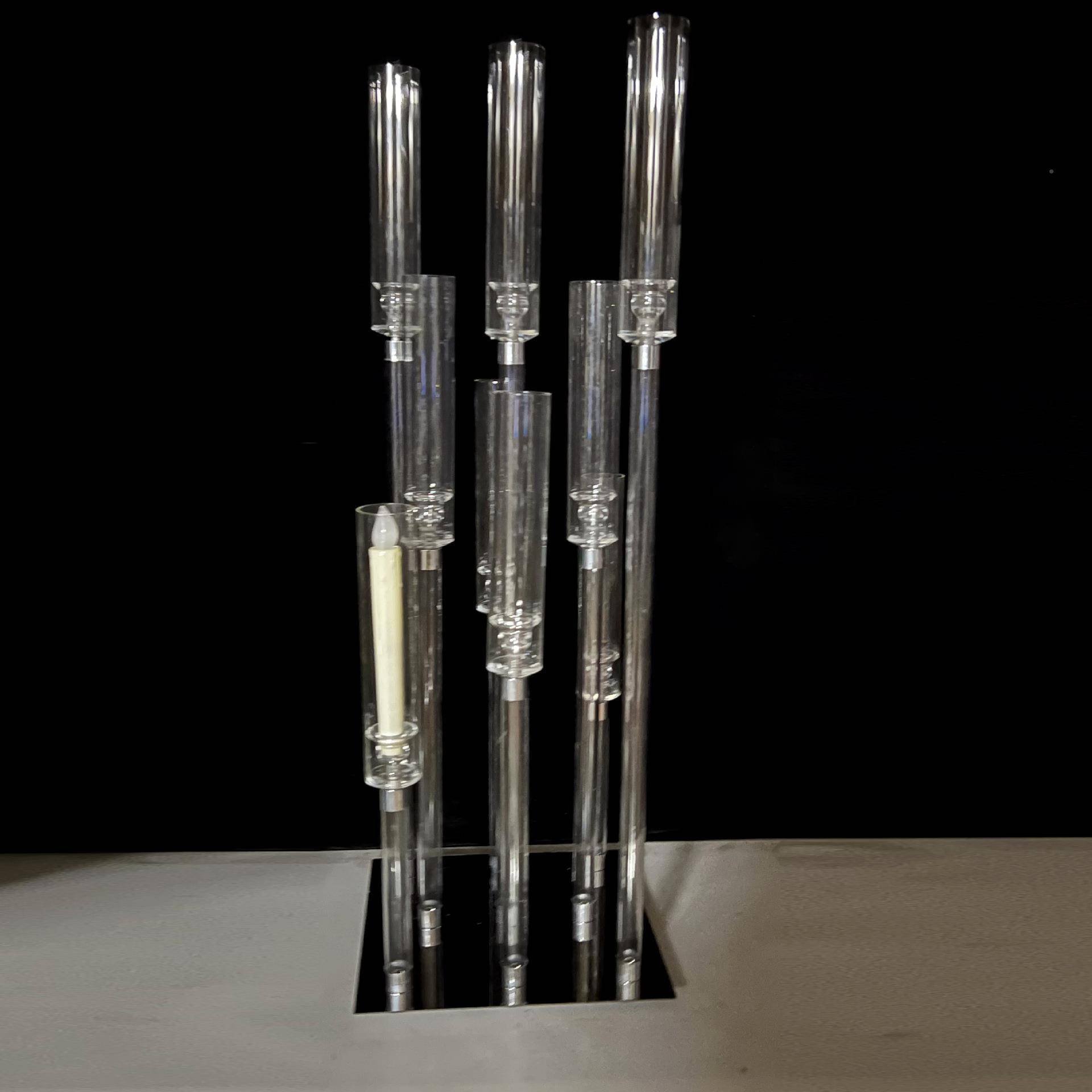 欧式餐庆桌QTH9头水晶烛台亚克力婚引酒路样板店间拆卸花艺装饰