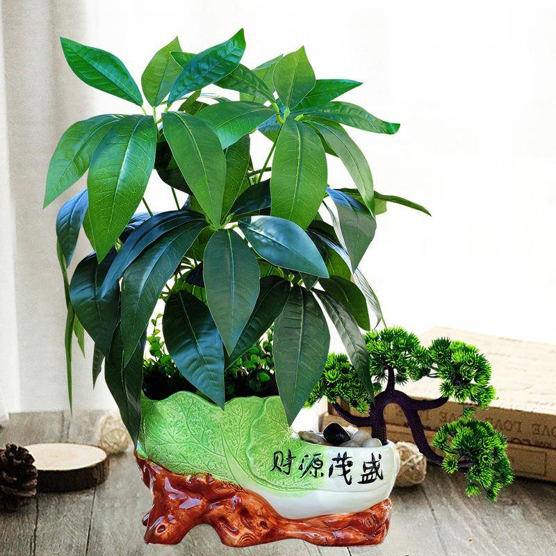 绿植花盆大号发景财树盆栽A1026880塑料假花摆家居花客厅装饰件