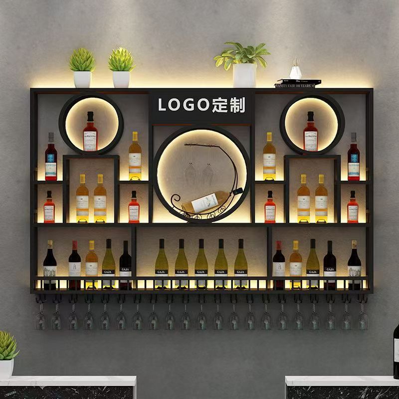 酒吧吧台挂墙酒柜展示架餐厅