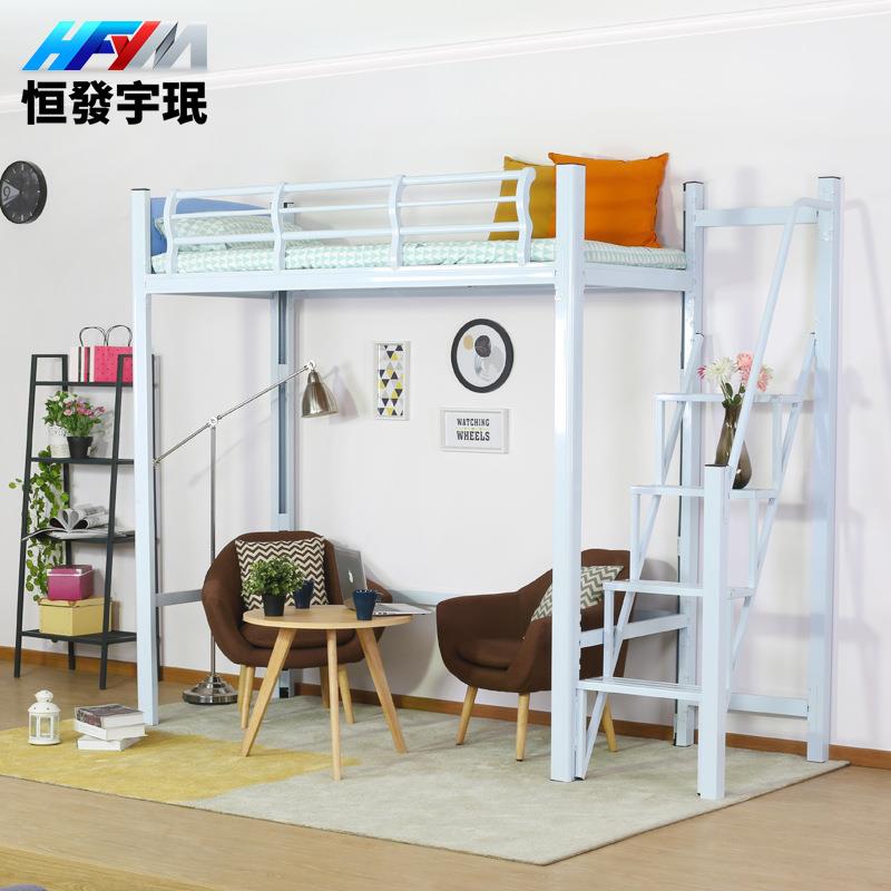 床下桌组合卧室铁艺床铁小户型成人单人高架床无品牌/上上床下空