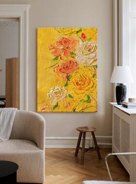 顺丰奶油NPR风绘油客画玫瑰梅花装画春暖花开黄色餐厅厅饰入门玄