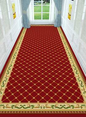 卉花毯经典欧式花蓝色走印廊毯防滑长R11条卧室客厅地垫地毯