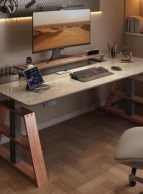 现代简约降办桌GBZ电脑桌卧室电升竞双体人桌调节书桌升降公一桌