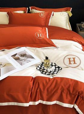 高大端欧式120YC96700支长绒气棉刺绣四套全棉纯棉被件套轻奢风床