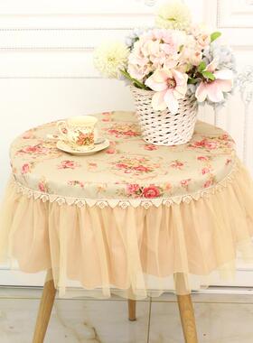 绿色花卉圆田园小圆桌布圆形家用桌几纯茶棉蕾丝圆床F76S85MJ头柜