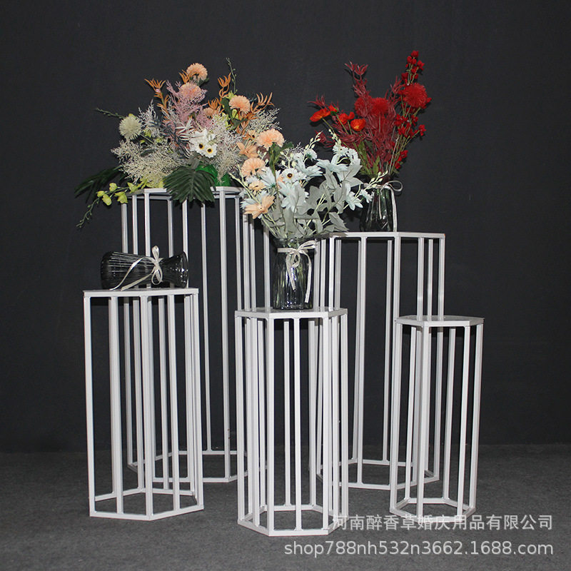 铁艺六边形圆柱甜品桌婚庆道具